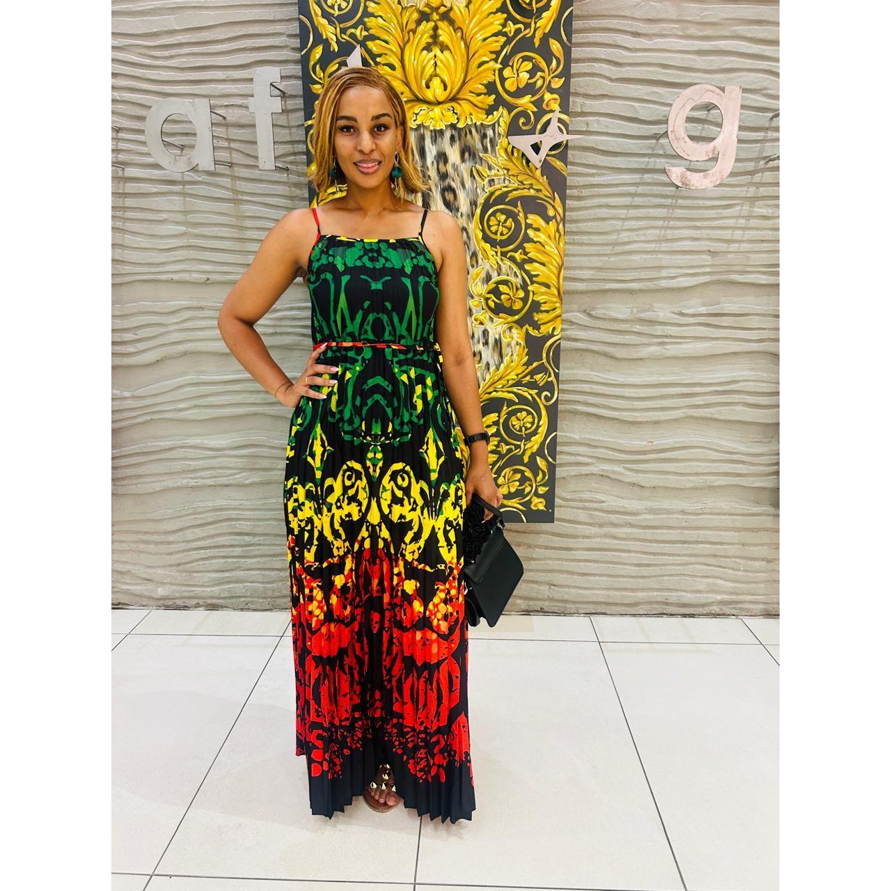 Rasta Sleeveless Maxi Summer Dress