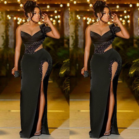 Side Slit Bead Detailed Dress