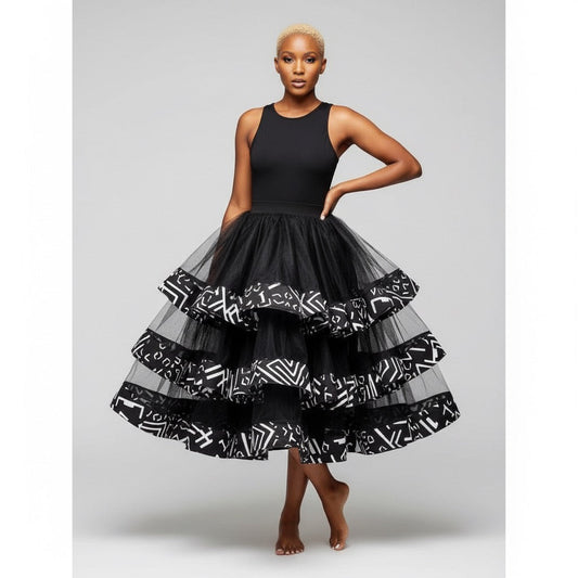 Sleeveless Lace Round Neck Step Pattern Midi Dress