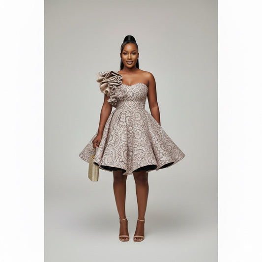 Vintage Flare Ruffle One Shoulder Dress