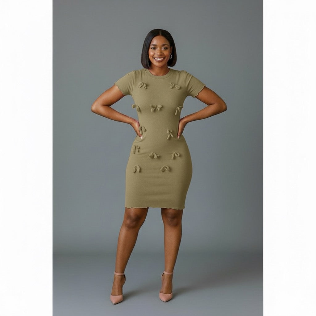 Short Sleeve Mini Knit Dress