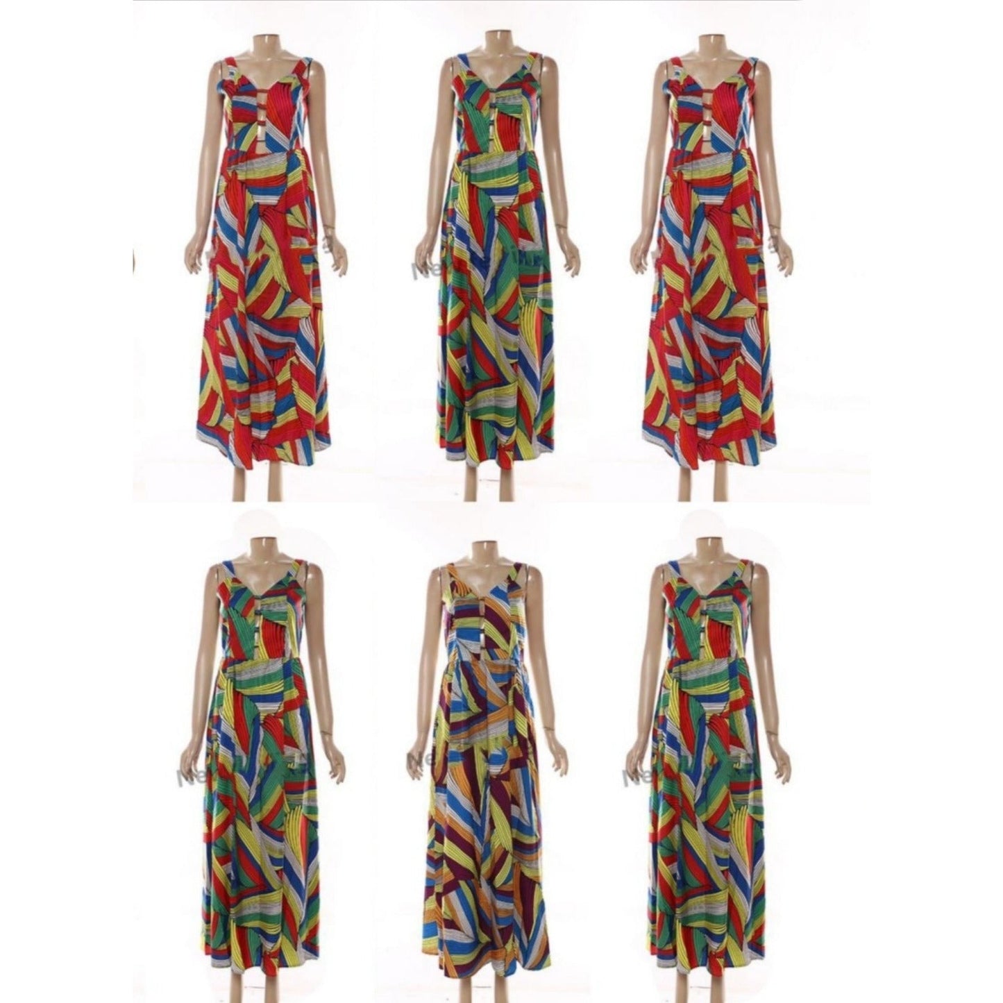 V-Neck Sleeveless Print Maxi Dress 