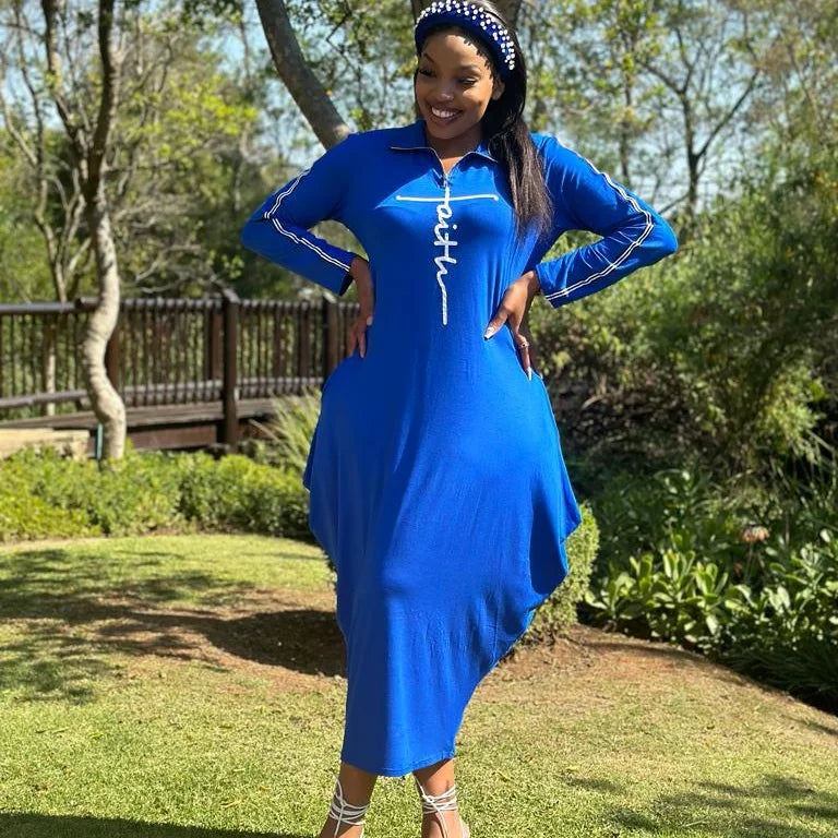 Print Long Sleeve Loose Long Dress