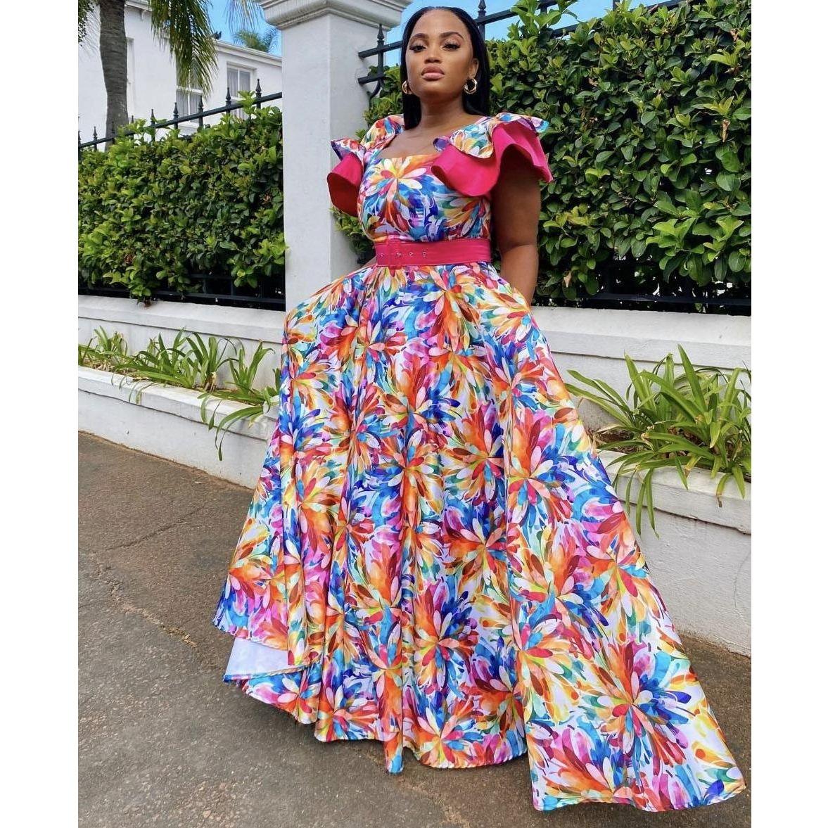 Floral Pleated Traditional Maxi Dress