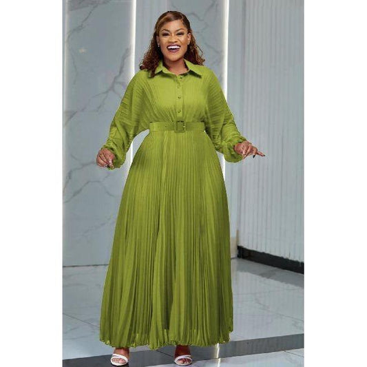 Long Sleeves Pleated Evening Dress