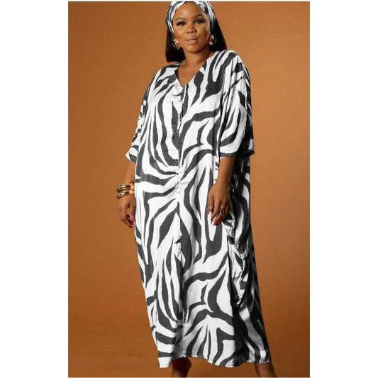 Striped V Neck Katan Maxi Dress