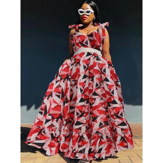 Knotted Shoulder Colorful Maxi Dress