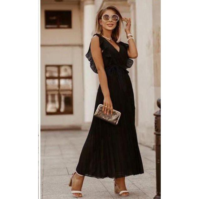 Sleeveless Pleated Maxi Dress