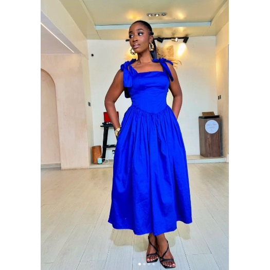 Thick Tie Shoulder Elegant Maxi Dress