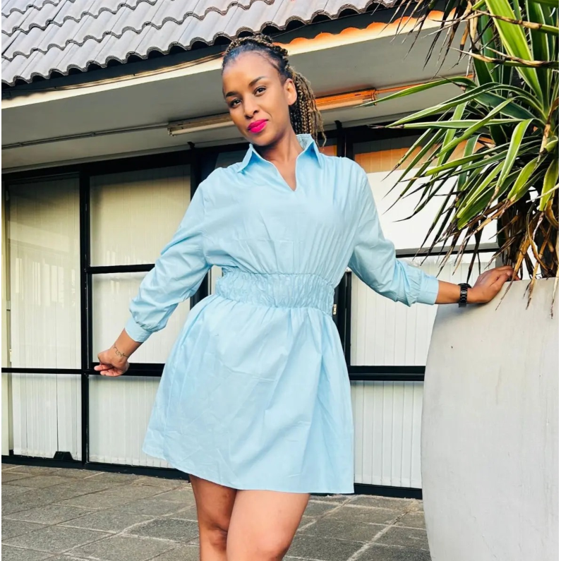 Long Sleeve Turn Down Collar Midi Dress