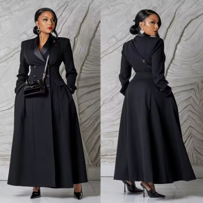 Long Coat Plus Size Double Breasted Ladies Wedding Wear Party Prom Dress