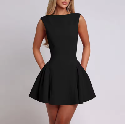 A-Line Waist Sleeveless Elegant Balloon Mini Dress