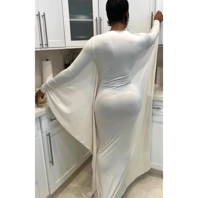 Plain Color Long Sleeve Simple Casual Elegant Draped Pleated Sleeve Dress