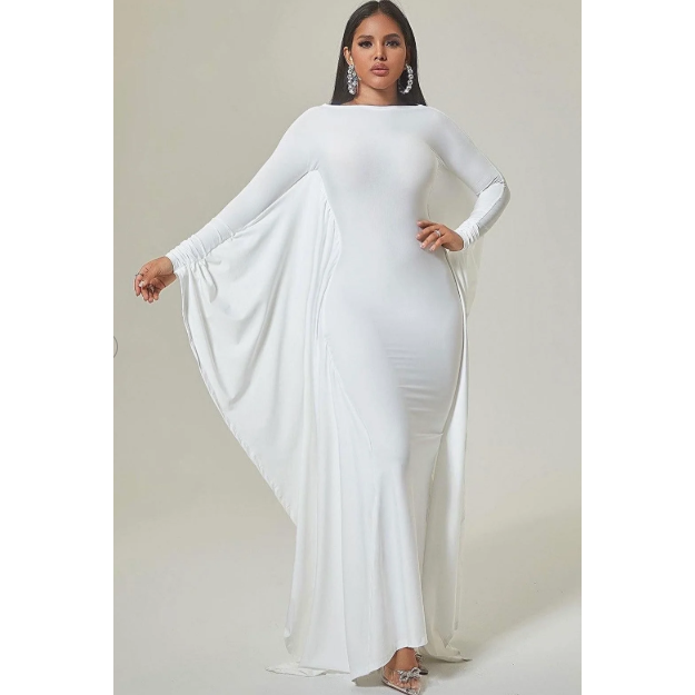 Plain Color Long Sleeve Simple Casual Elegant Draped Pleated Sleeve Dress