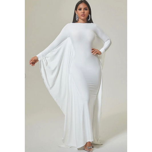 Plain Color Long Sleeve Simple Casual Elegant Draped Pleated Sleeve Dress