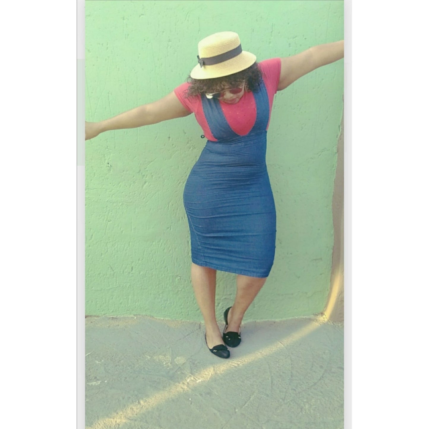 Denim Suspender Dress 