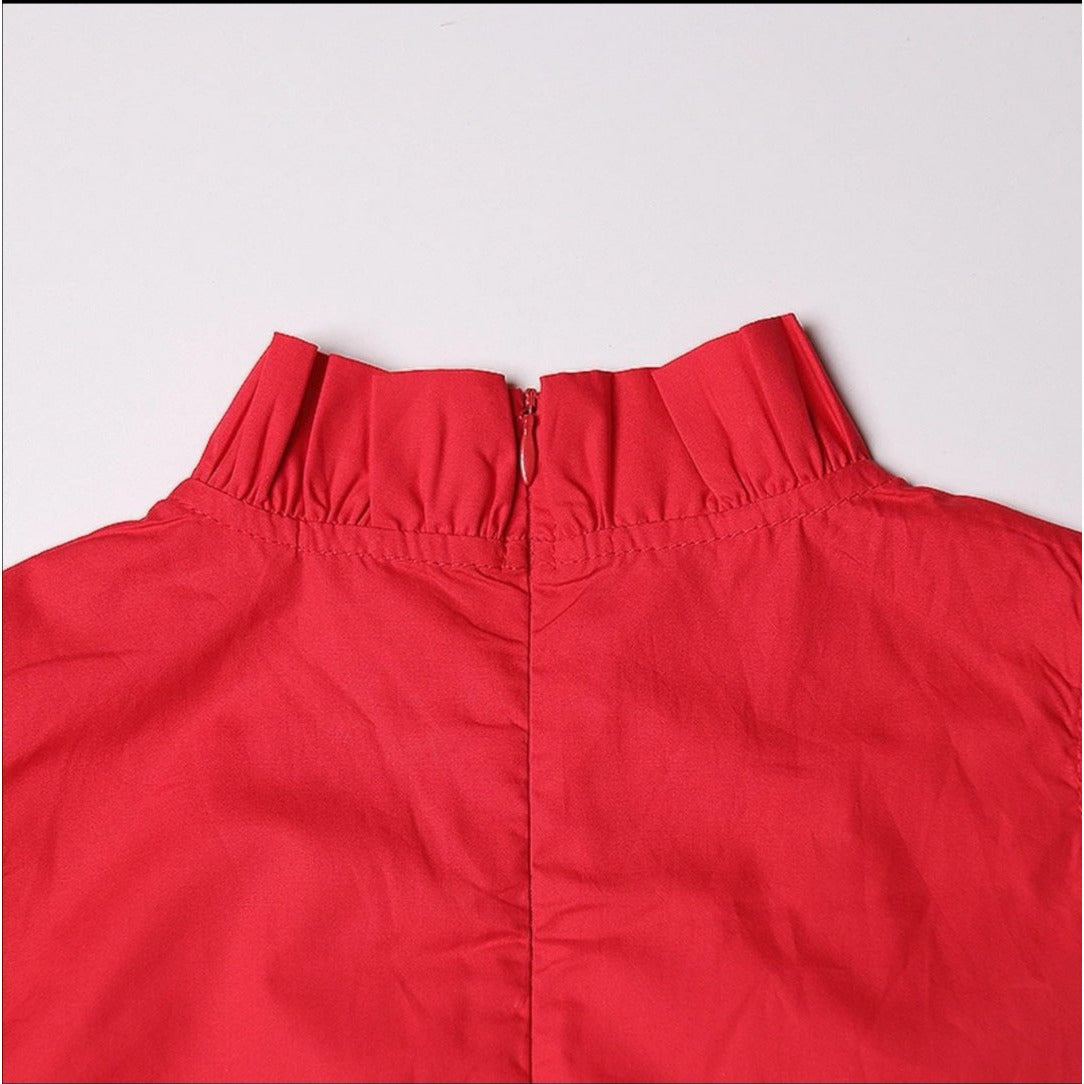 Ruffles Stand Collar Dress