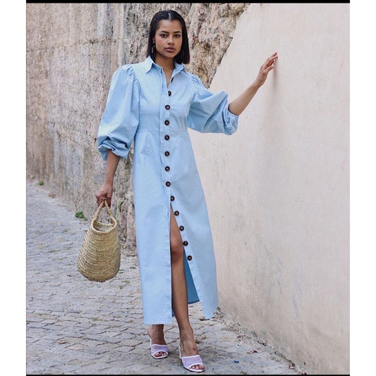 Bubble Sleeve Shirt Dress