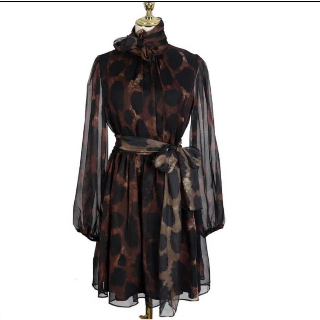 Sheer Leopard Print Dress 