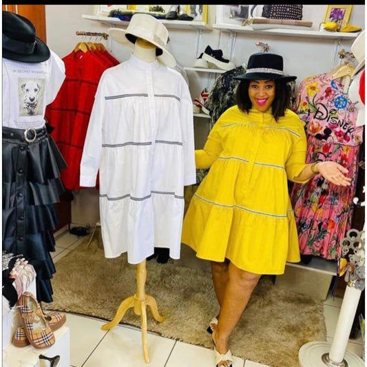 Half Butoon Bubble Dress 