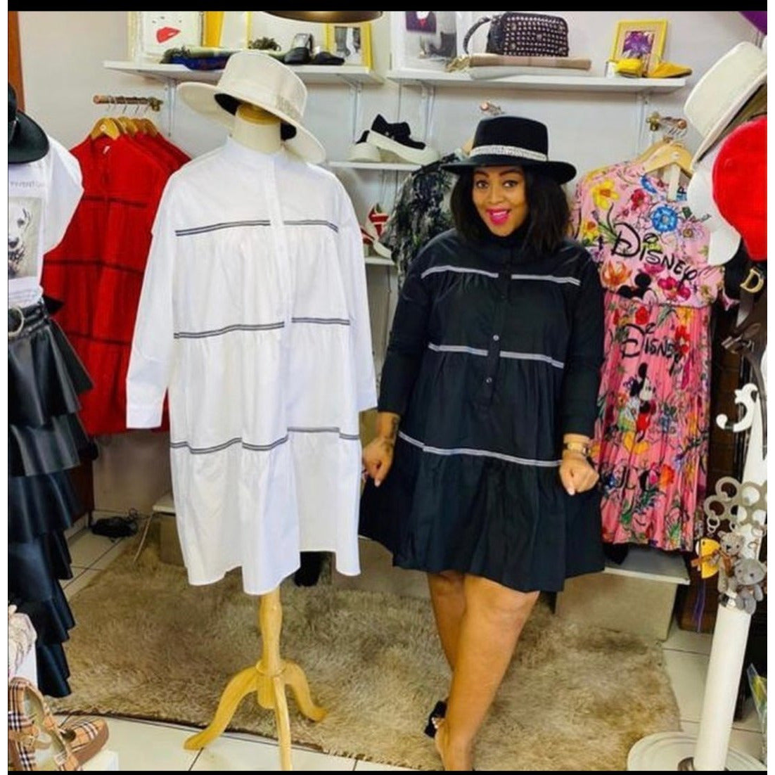 Half Butoon Bubble Dress 