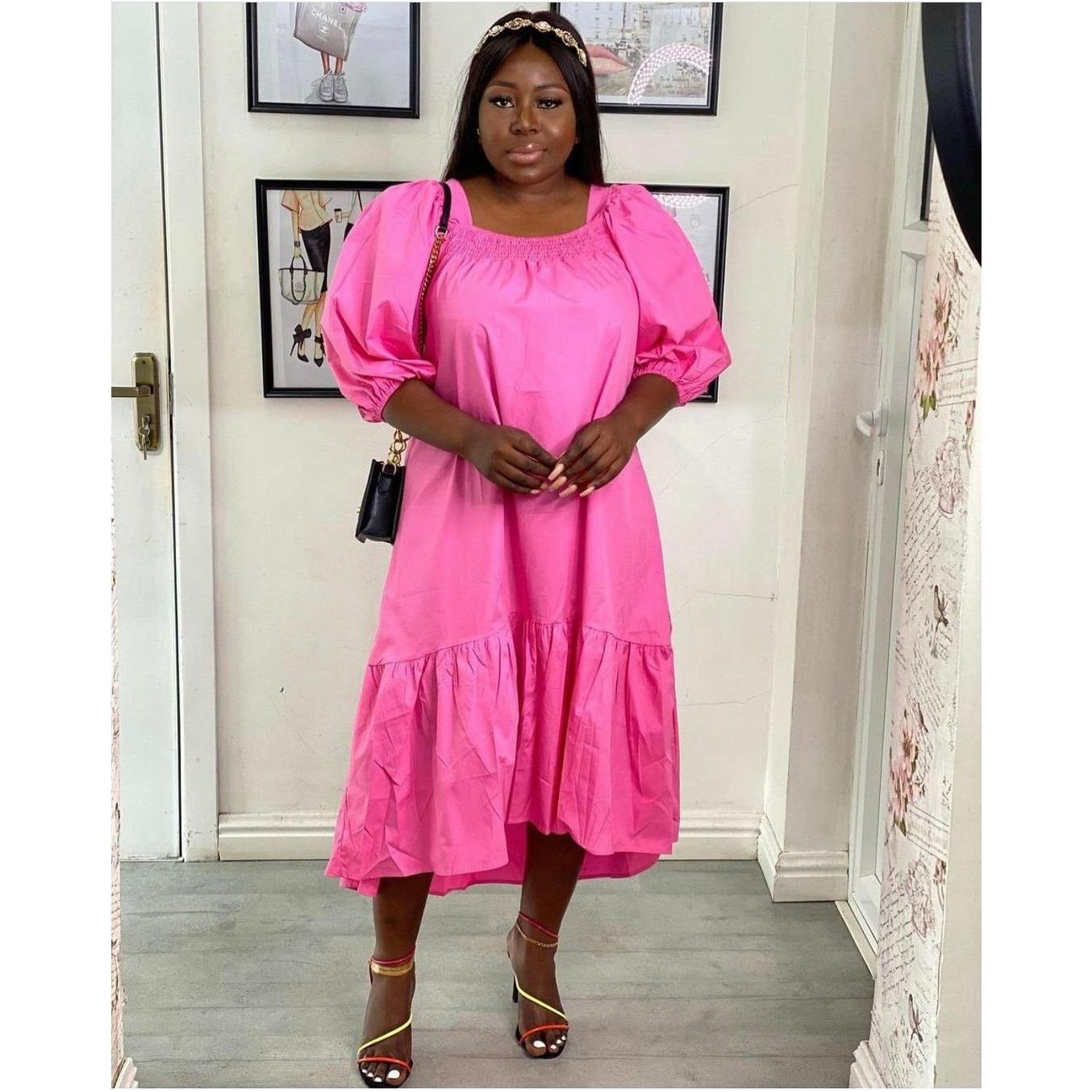 Shirred Tiered Poplin Maxi Dress