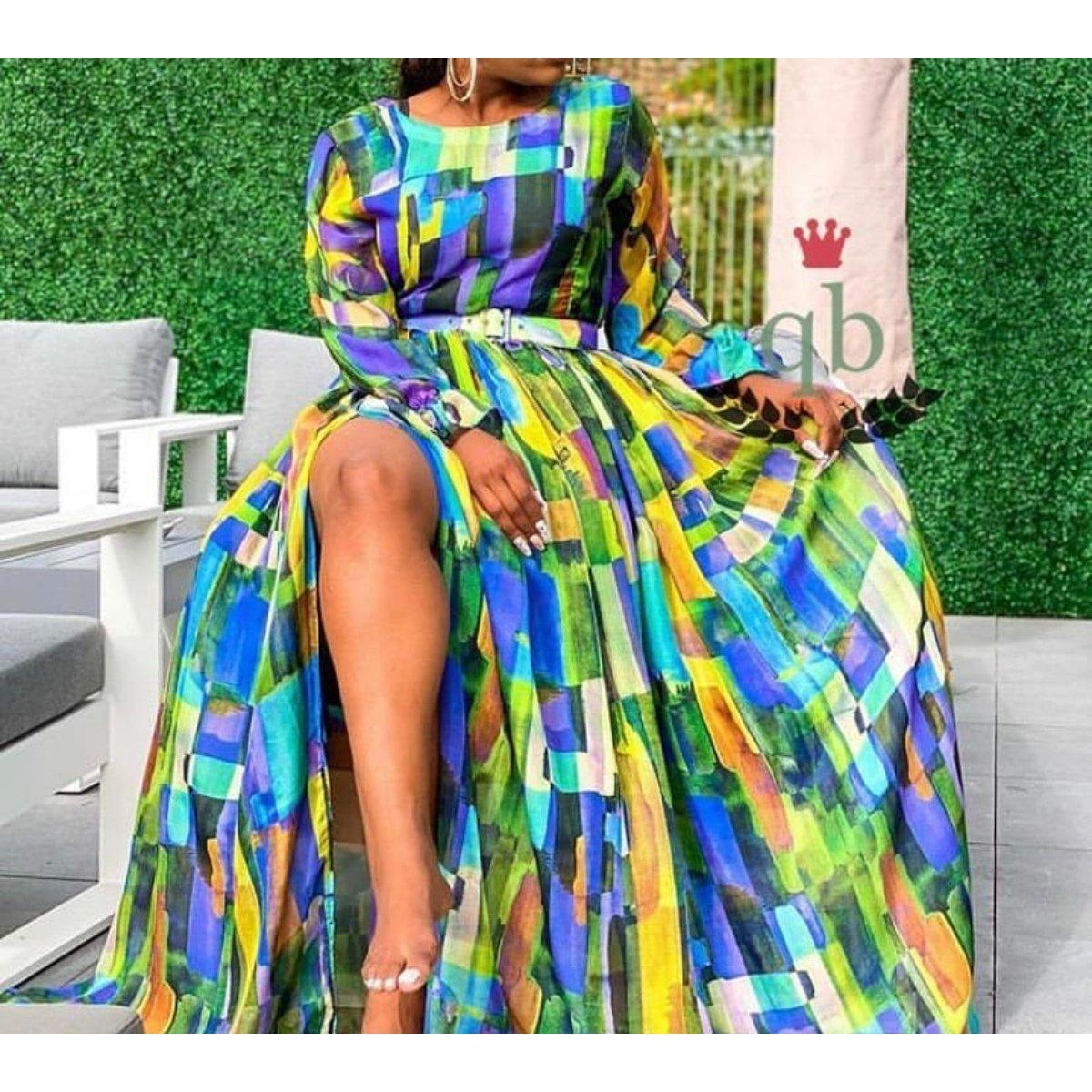 Multi-Color Floral Print Maxi Dress