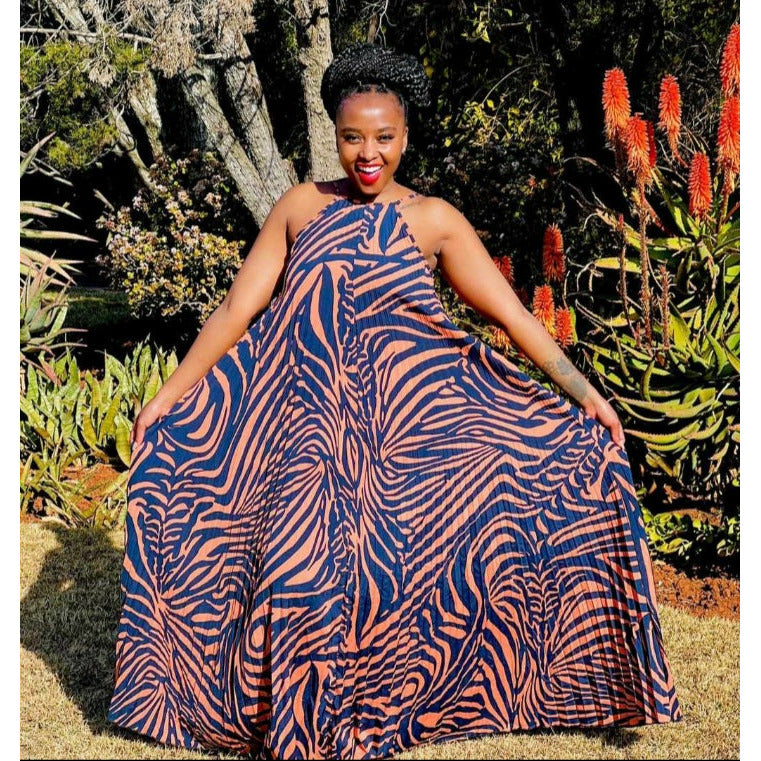 Zebra Sleeveless Maxi Dress