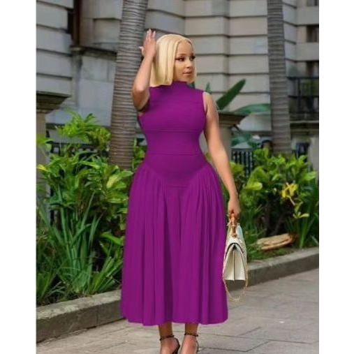 Sleeveless Corset Pleated Midi Dress.