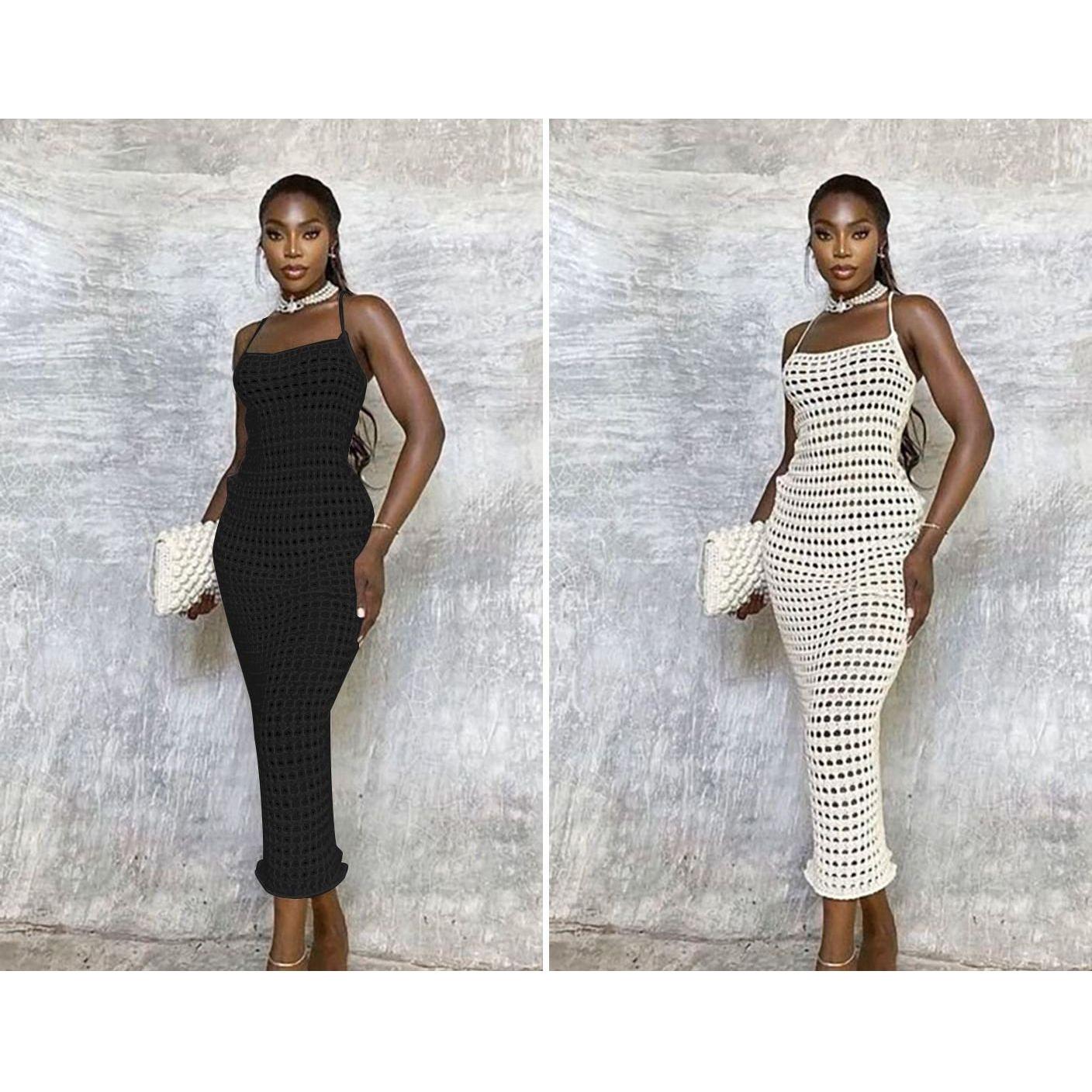 Sexy Hollow Knitted Suspender Dress