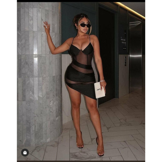 Sexy Mesh Patchwork Bodycon Dress