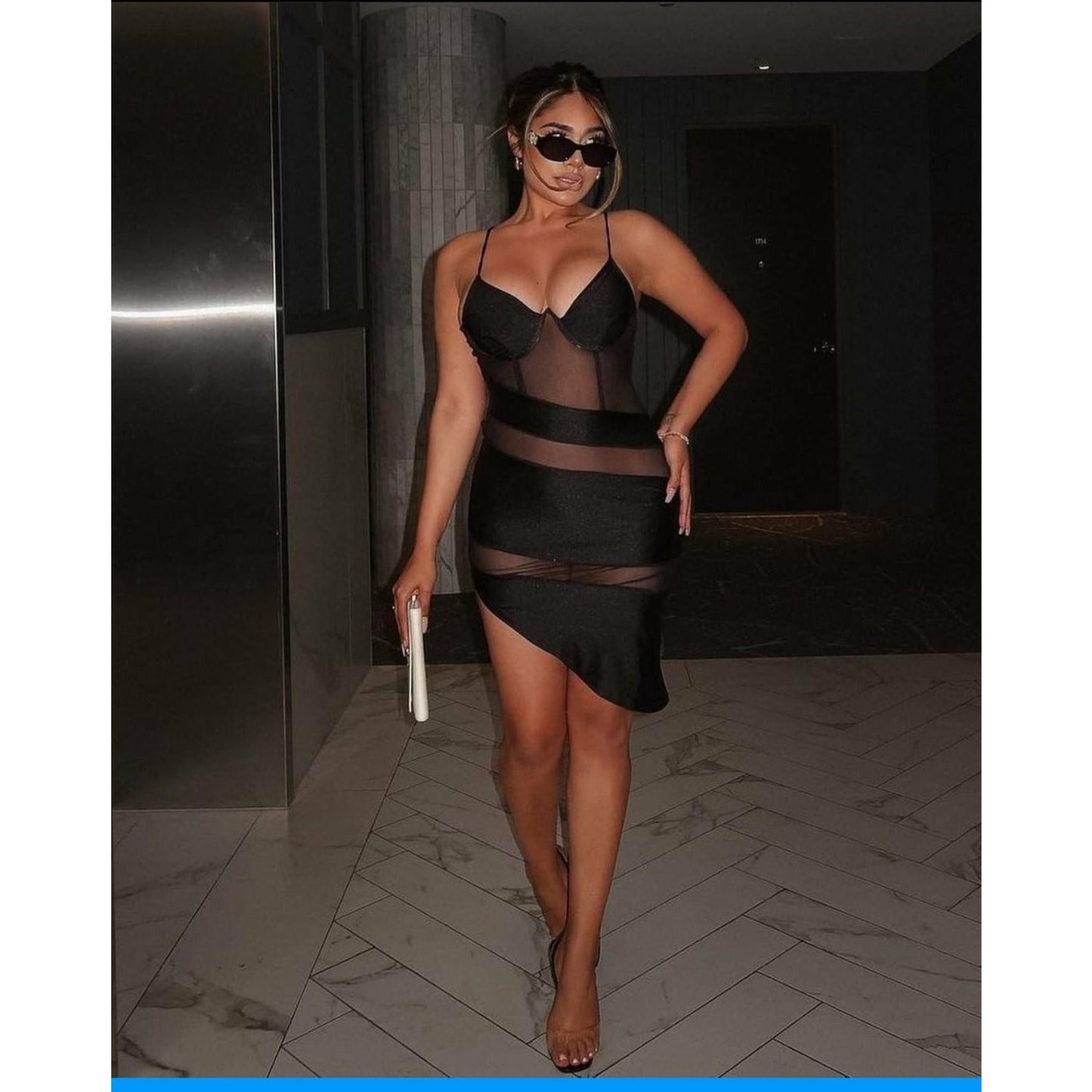 Sexy Mesh Patchwork Bodycon Dress