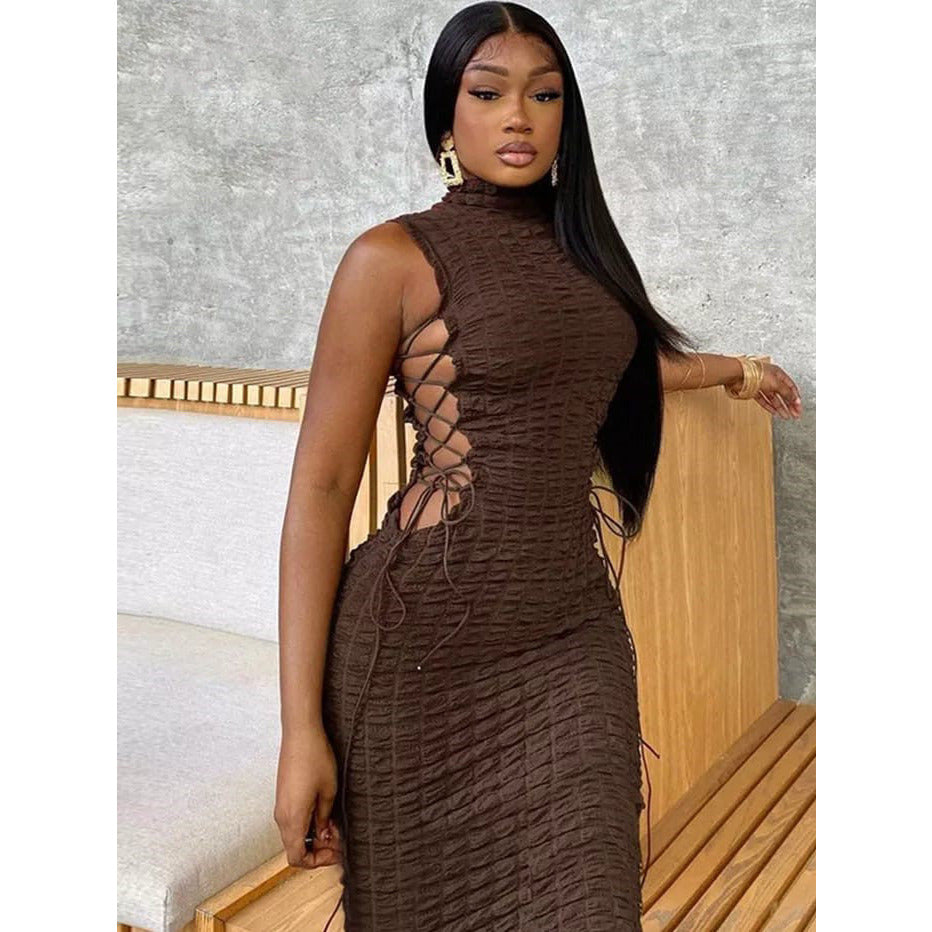 Sleeveless Turtleneck Bodycon Dress.