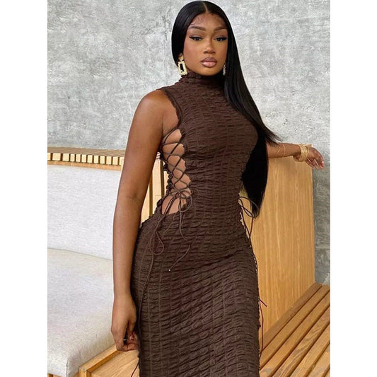 Sleeveless Turtleneck Bodycon Dress.