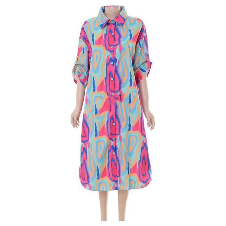 Short Sleeve Buttoned Dress