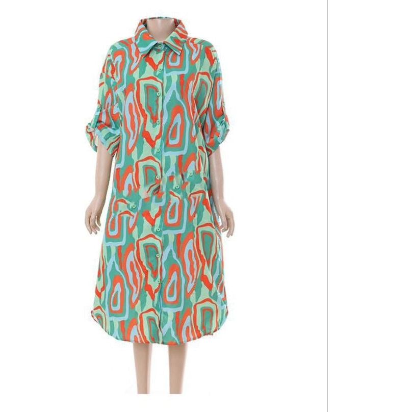 Short Sleeve Buttoned Dress