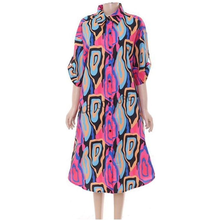 Short Sleeve Buttoned Dress