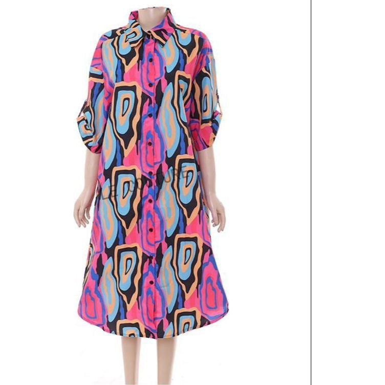 Short Sleeve Buttoned Dress