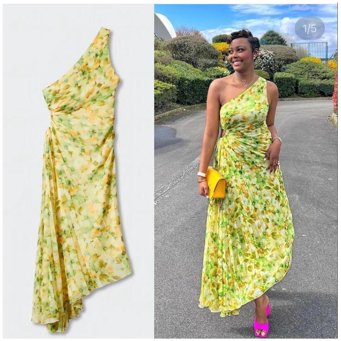 Vintage One shoulder Hollow out dress