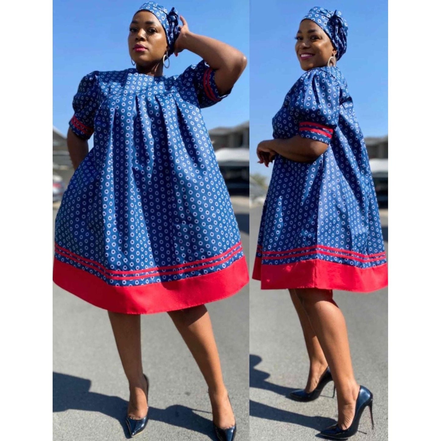 Short Sleeve Bubble Ankara Dress