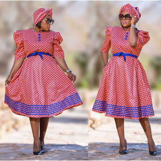 Short Sleeve Midi Ankara Dress