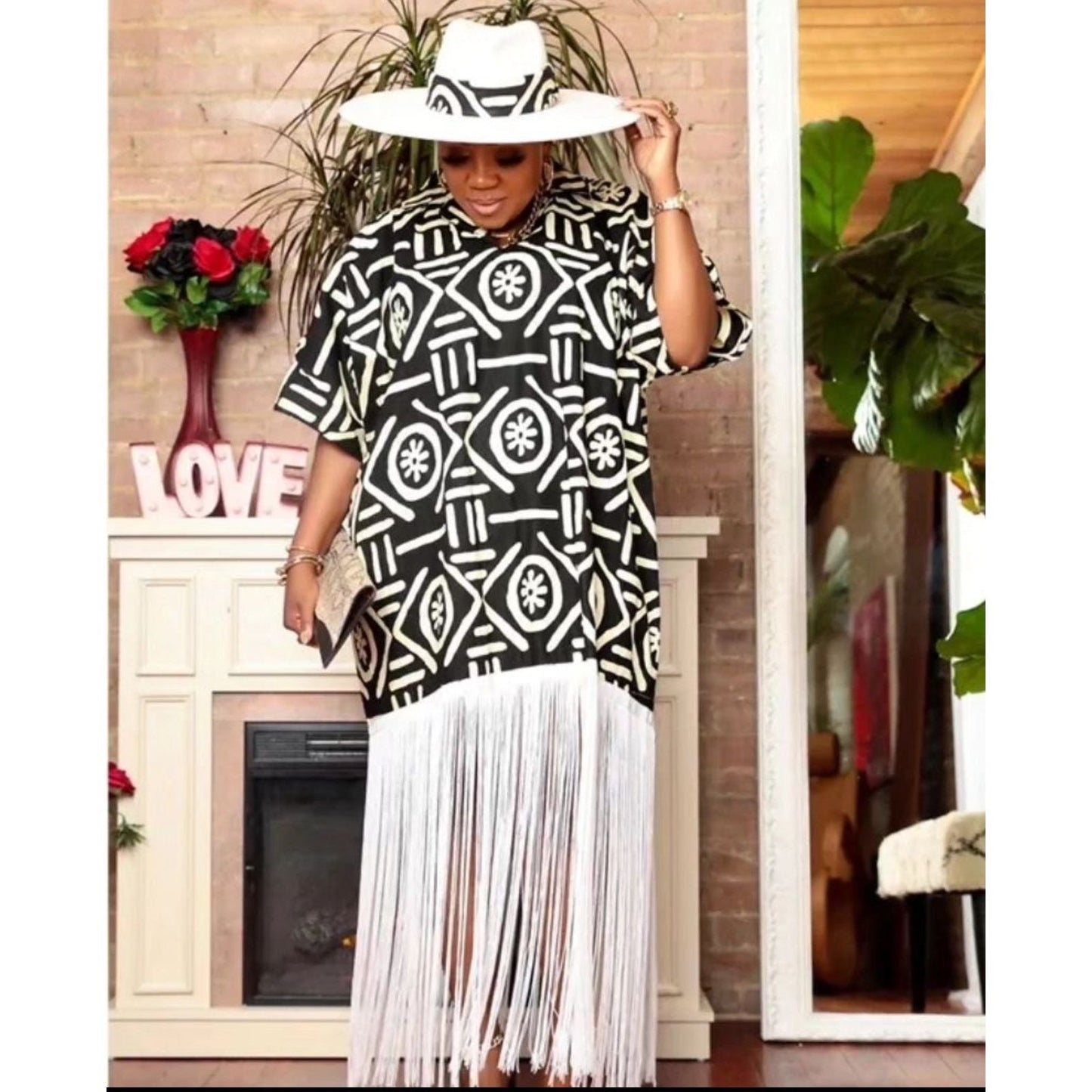 Summer Ankara Printed Long Tasseled Dress