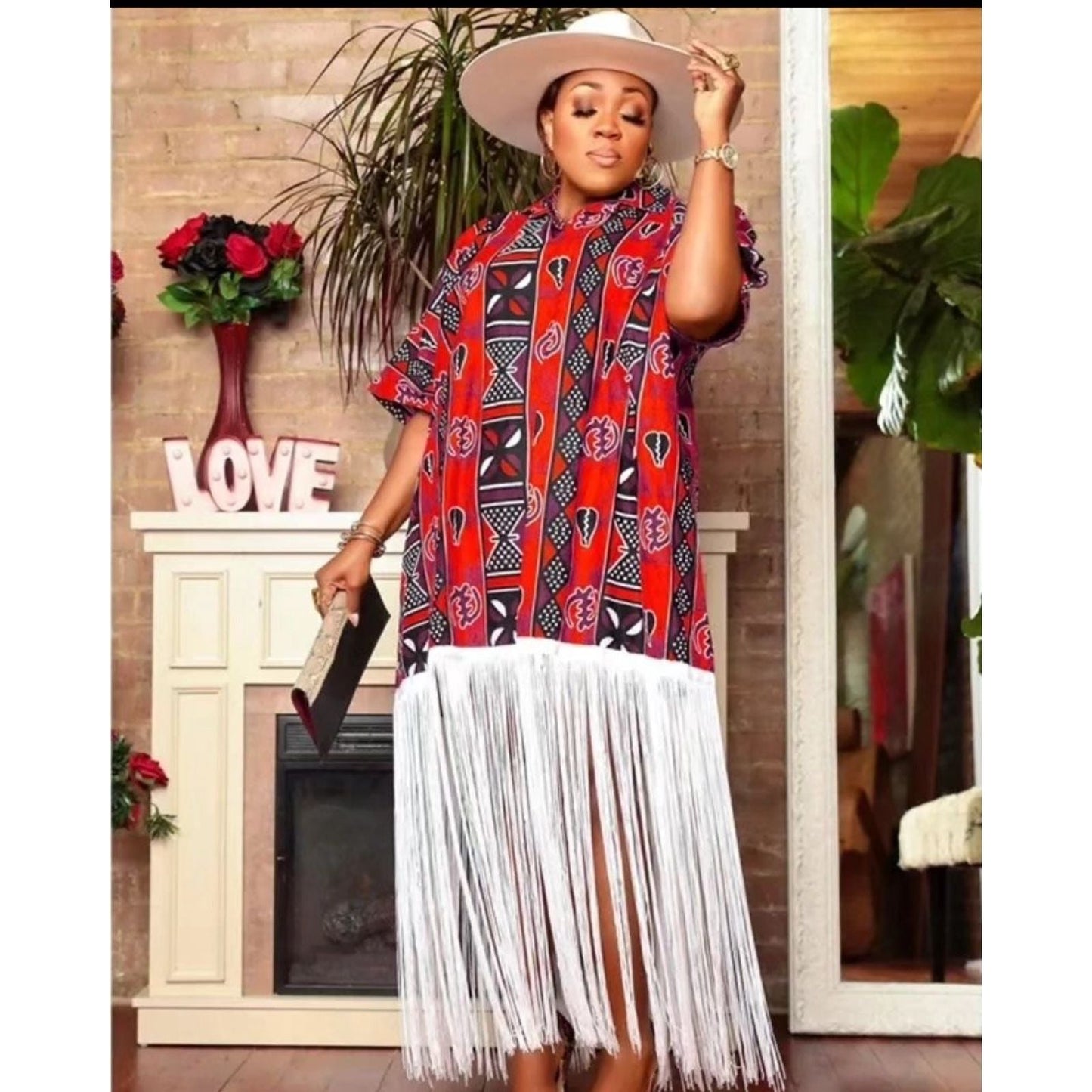 Summer Ankara Printed Long Tasseled Dress