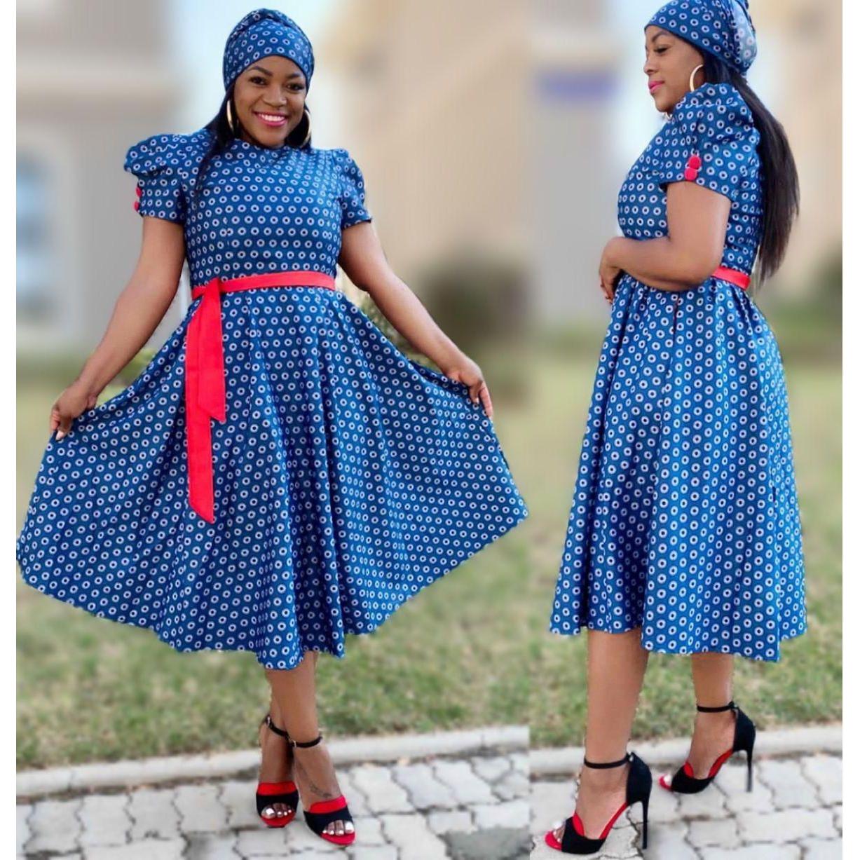 Short Sleeve Round Neck Ankara Dress