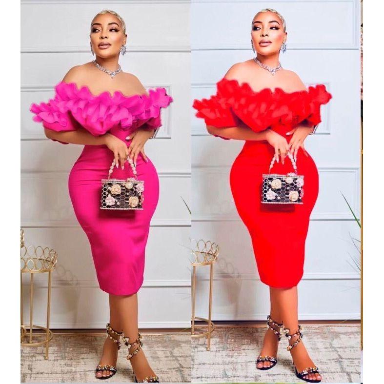 Off Shoulder Ruffle Bodycon Dress