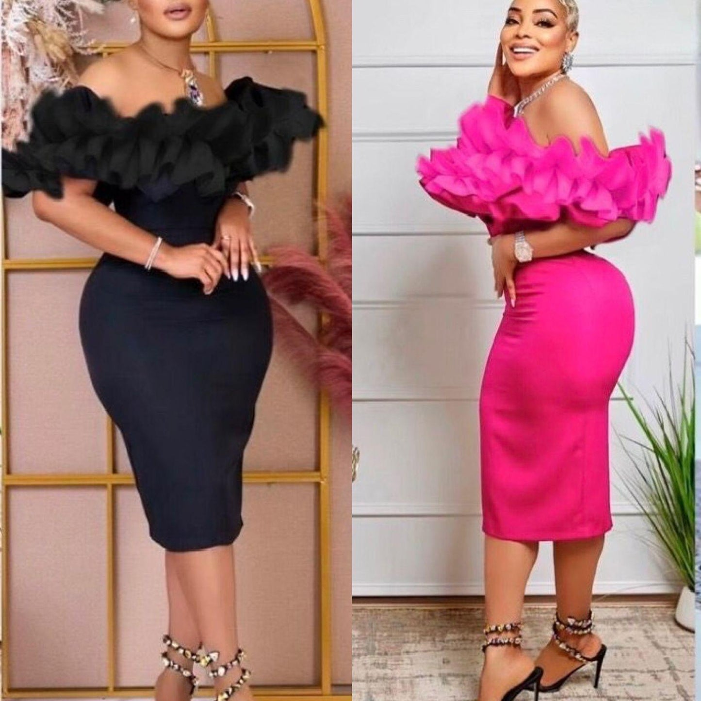 Off Shoulder Ruffle Bodycon Dress