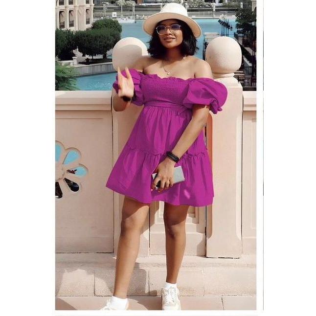 Cold Shoulder Bubble Mini Dress