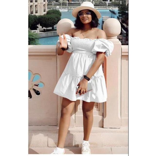 Cold Shoulder Bubble Mini Dress