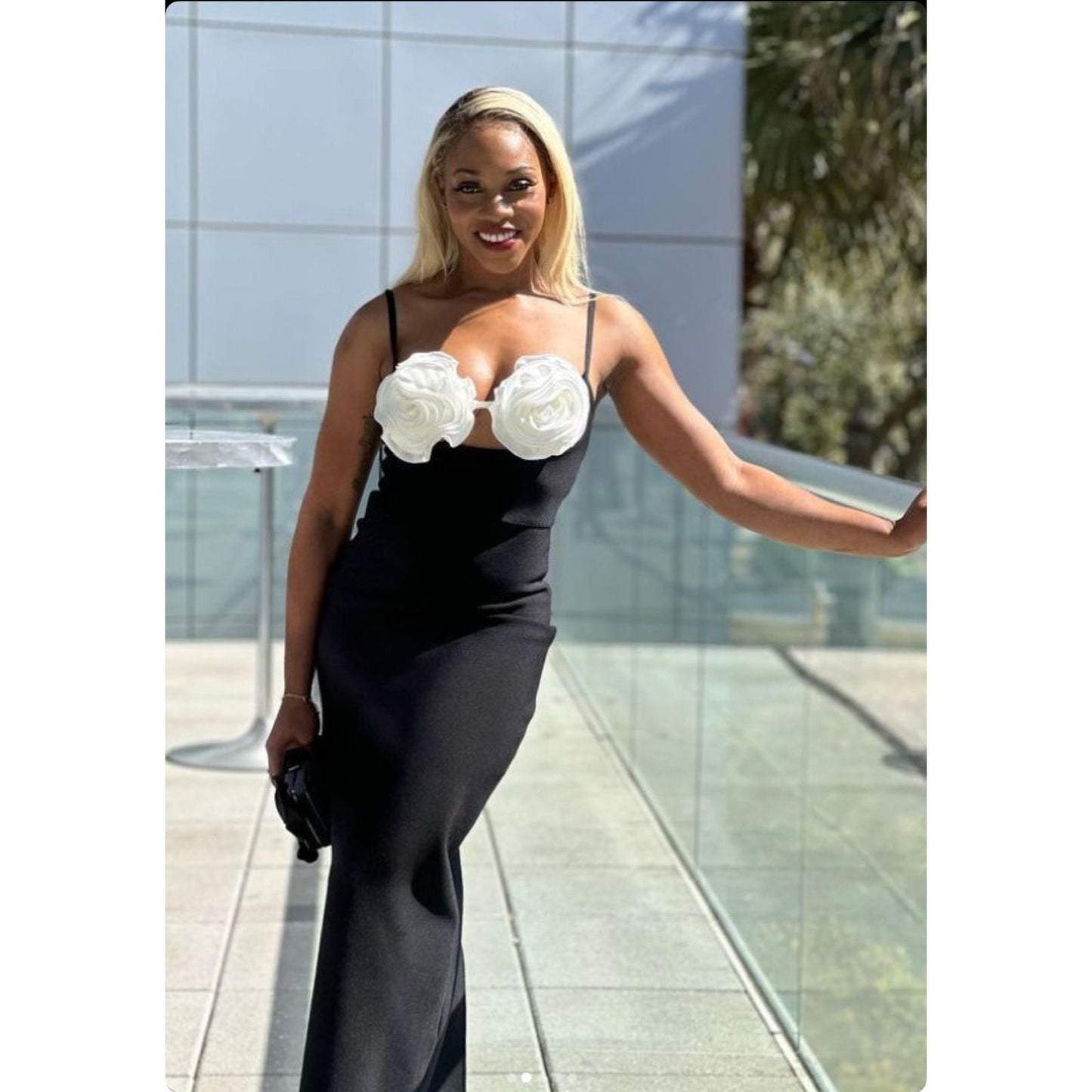 Spaghetti Flower Bodycon Maxi Dress