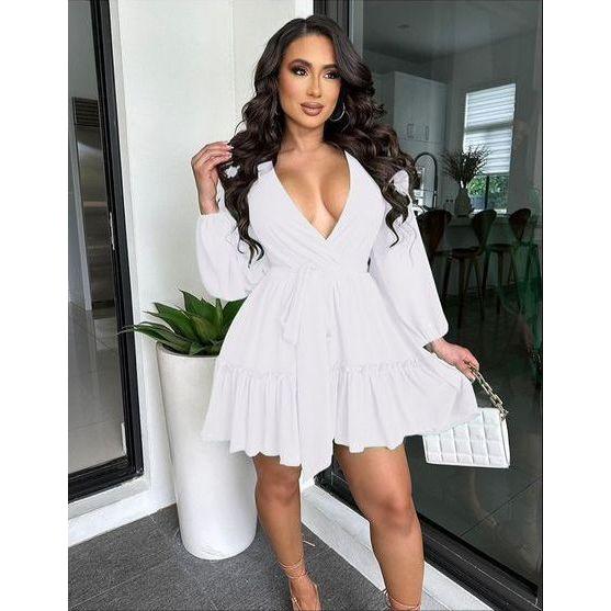 Long Sleeve V-Neck Midi Dress